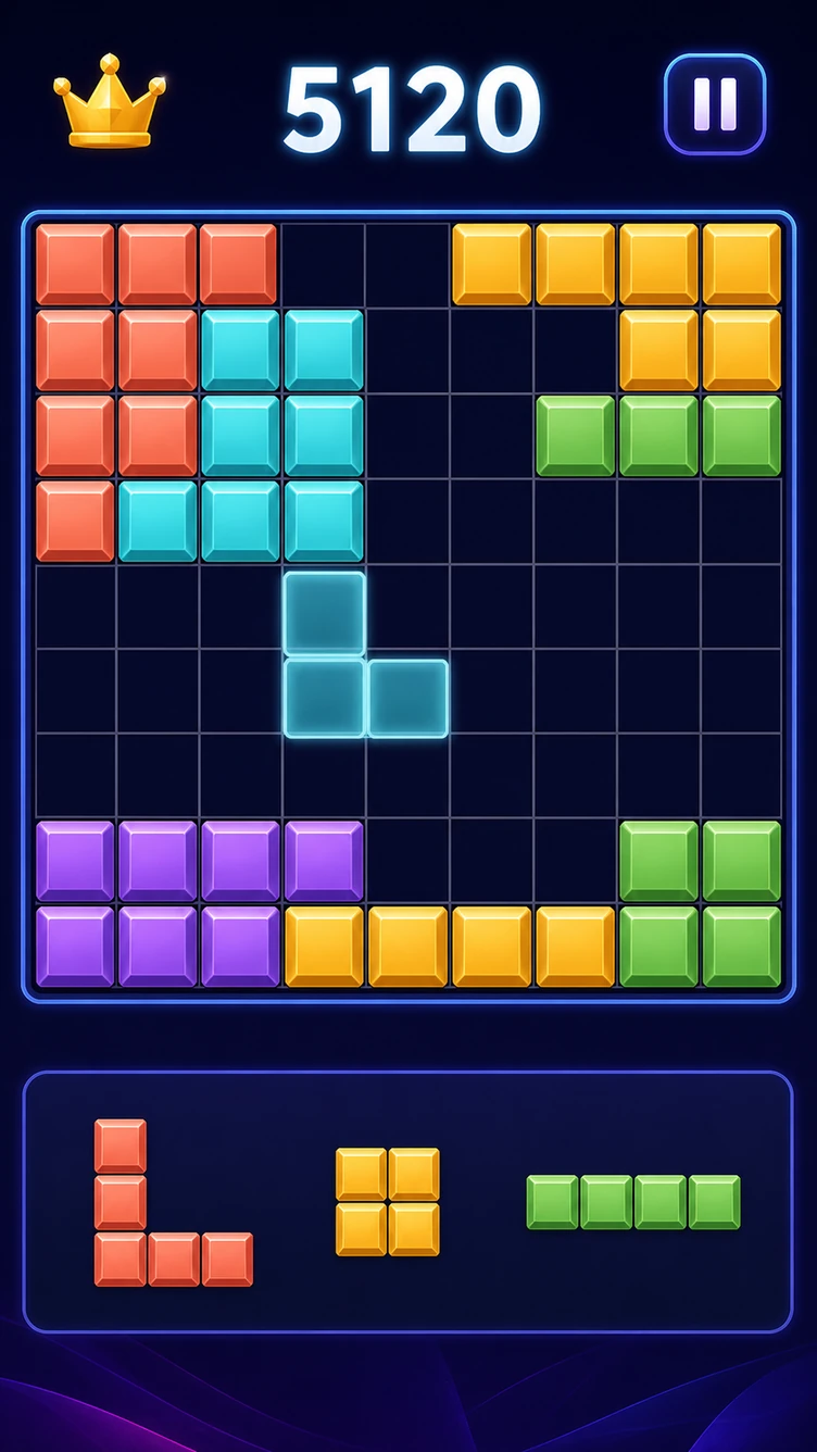 Newly art-directed Block Combo strategy gameplay
